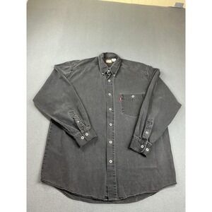 Vintage Levis Shirt Mens Medium Gray Denim Long Sleeve Button‎ Down Heavy Y2K